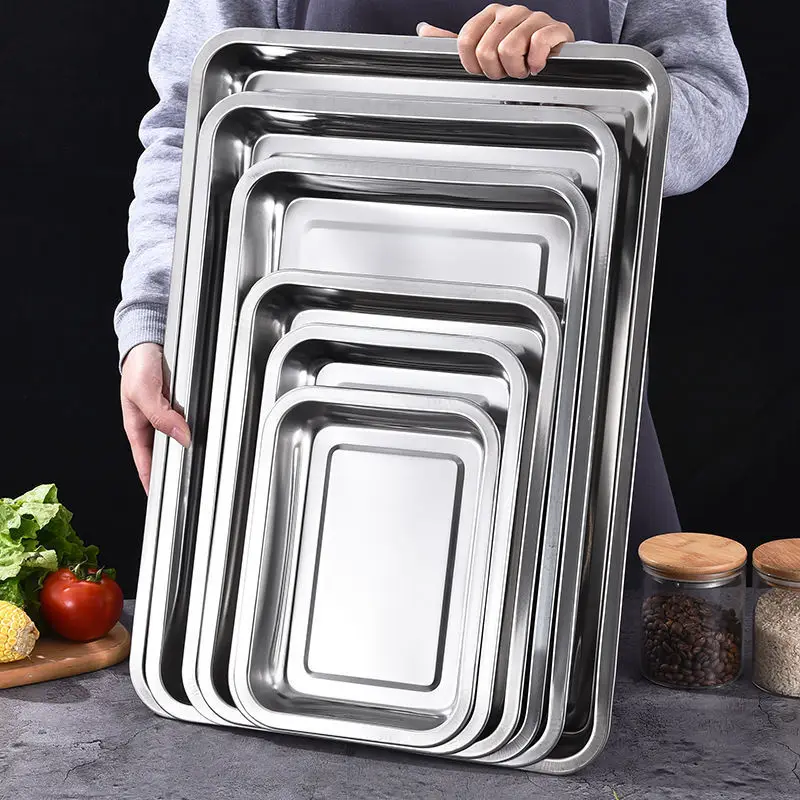 Food Storage Restaurant - Edelstahl Barbecue Tee Lagerung Serviertabletts Rechteck