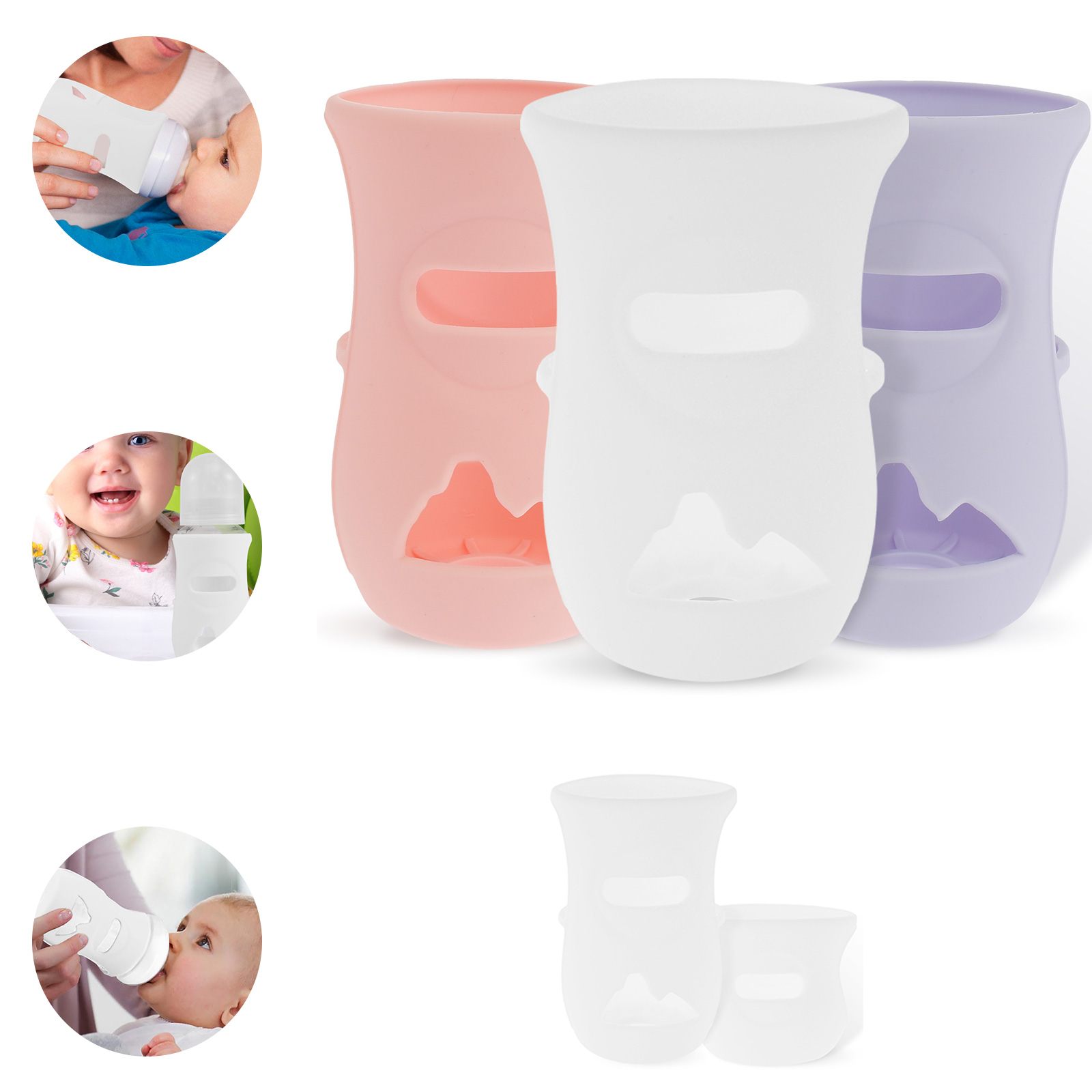 Food Storage For Baby - Silikonhüllen, Silikon-Babyflaschenhülle, isolierte Glasflasche, kompatibel mit