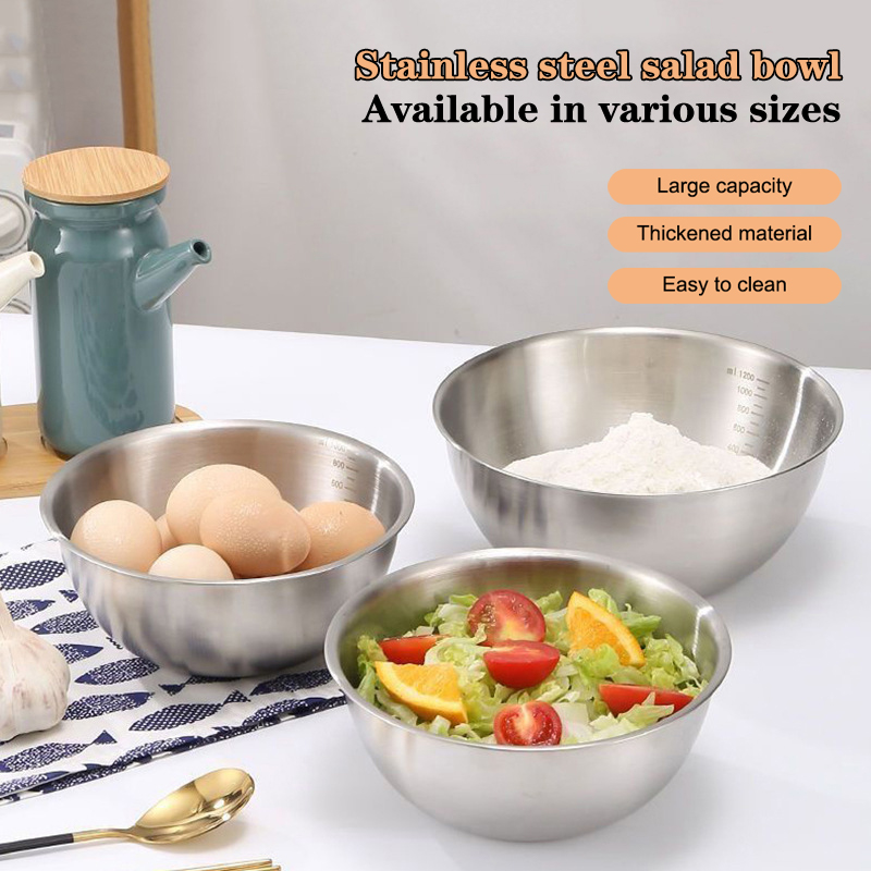 Food Storage Essentials - 1-teiliges Edelstahl-Schüsselset mit Skala zum Kochen,