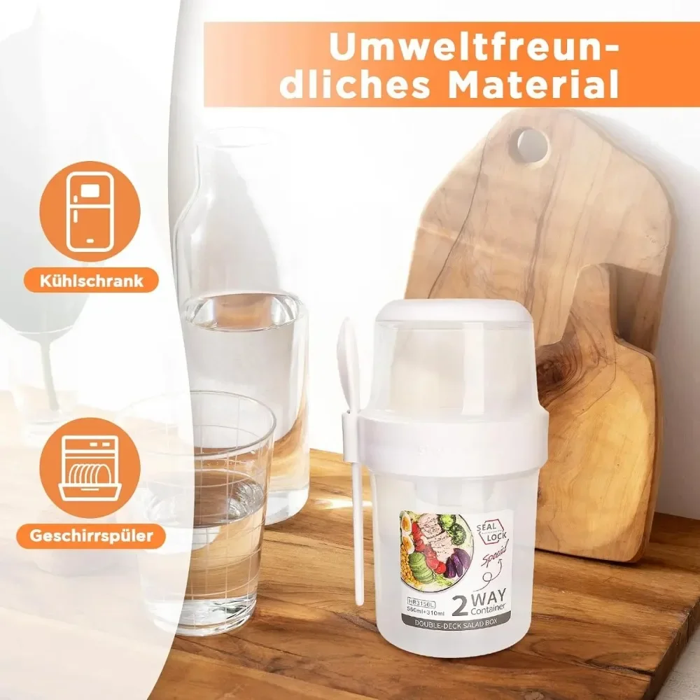 Food Storage Yogurt - Salatbecher, Frühstückstassen, tragbare Lebensmittelaufbewahrung, Bento-Box, Haferflocken,