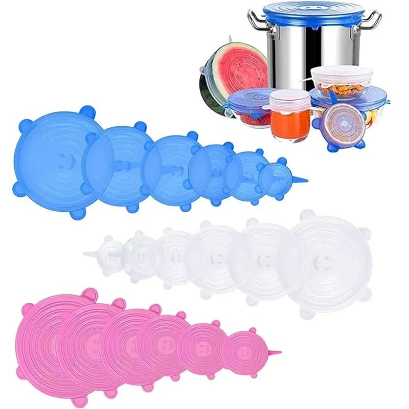 Silicone Stretch Lid - 1/2 Set Wiederverwendbare Silikon-Deckel, dehnbare, luftdichte