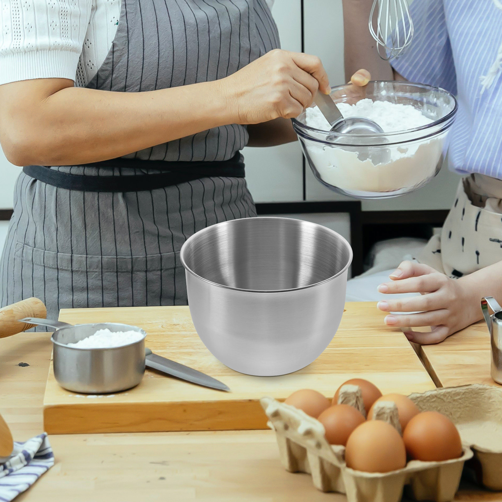 Food Storage Meals - Tiefe Edelstahl-Rührschüssel, Dicke Metallschüssel für Backen,